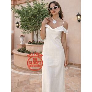 ZARA Draped Neckline Long Dress NWT